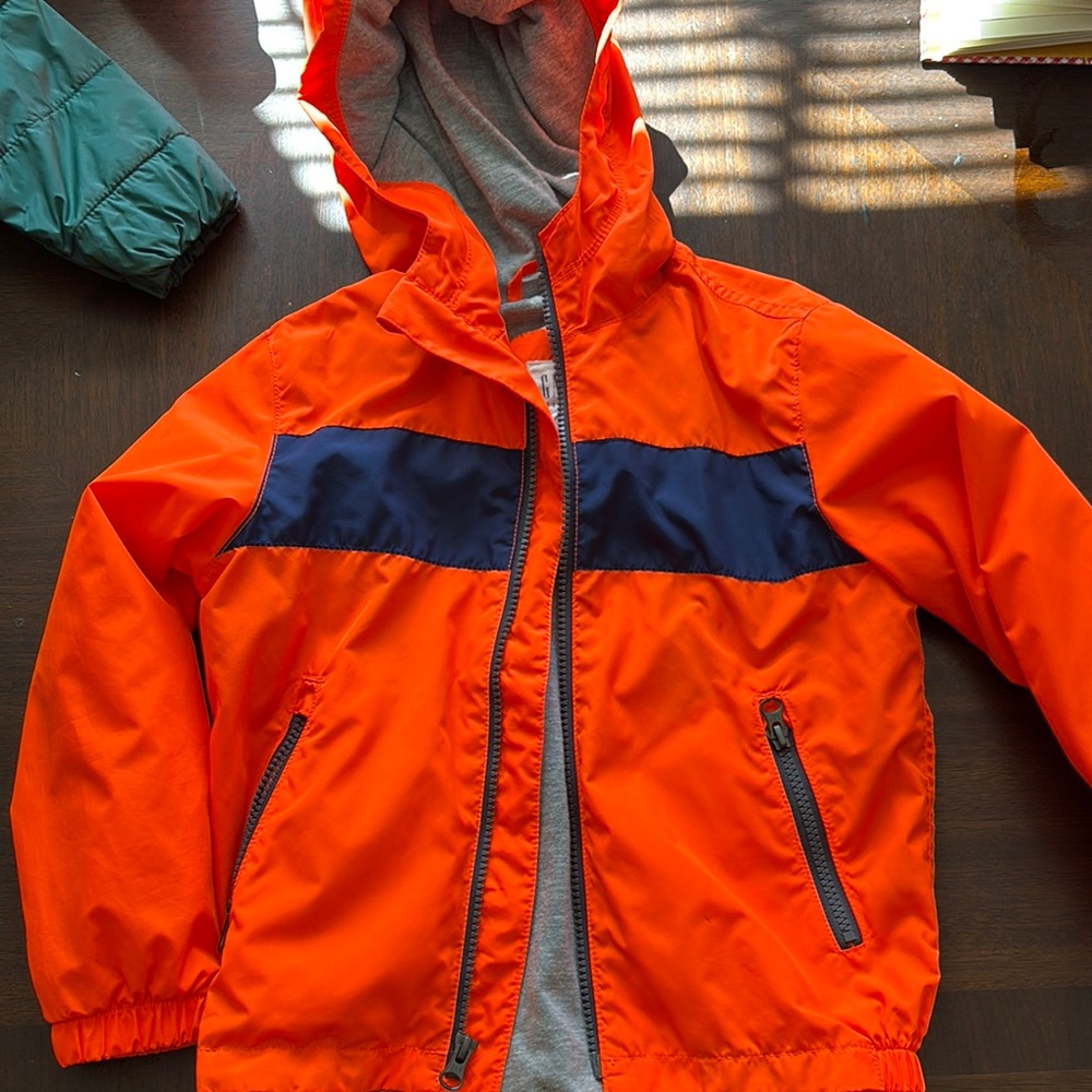 Kids Orange and Blue Hooded Jacket